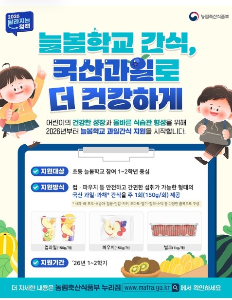 농림축산식품부, 늘봄학교 간식, 국산...
